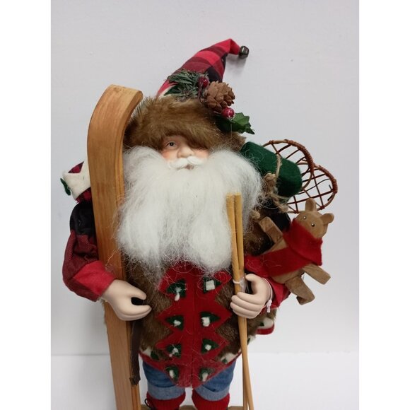 Vintage Large Santa Clause Figurine With Skis & Snow Shoes Christmas Decor - Picture 3 of 9